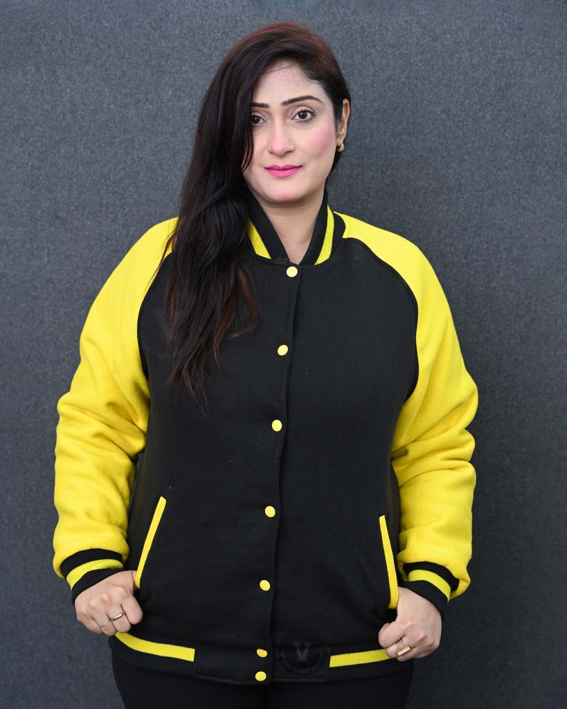 black and yellow varsity jacket
