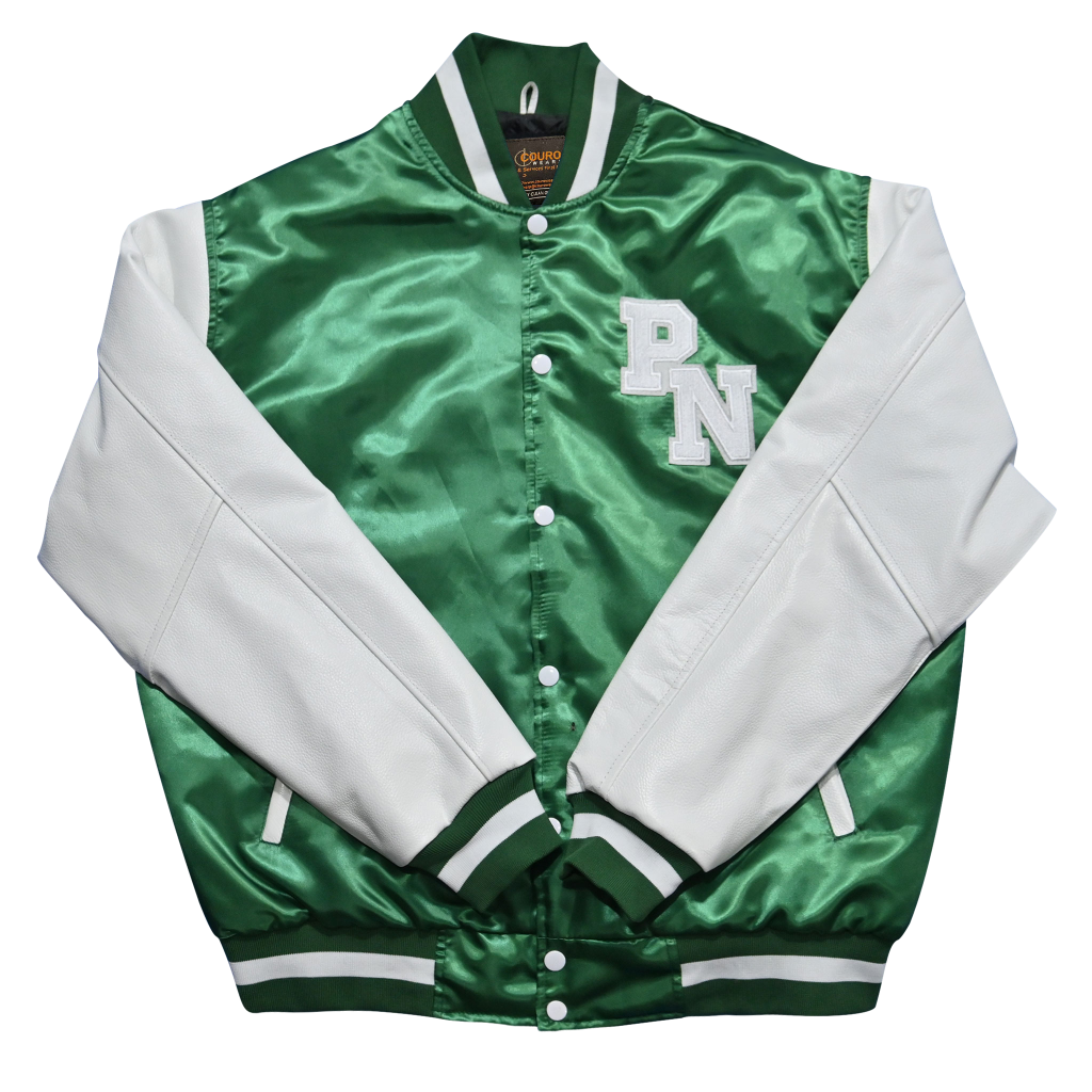 green varsity jacket