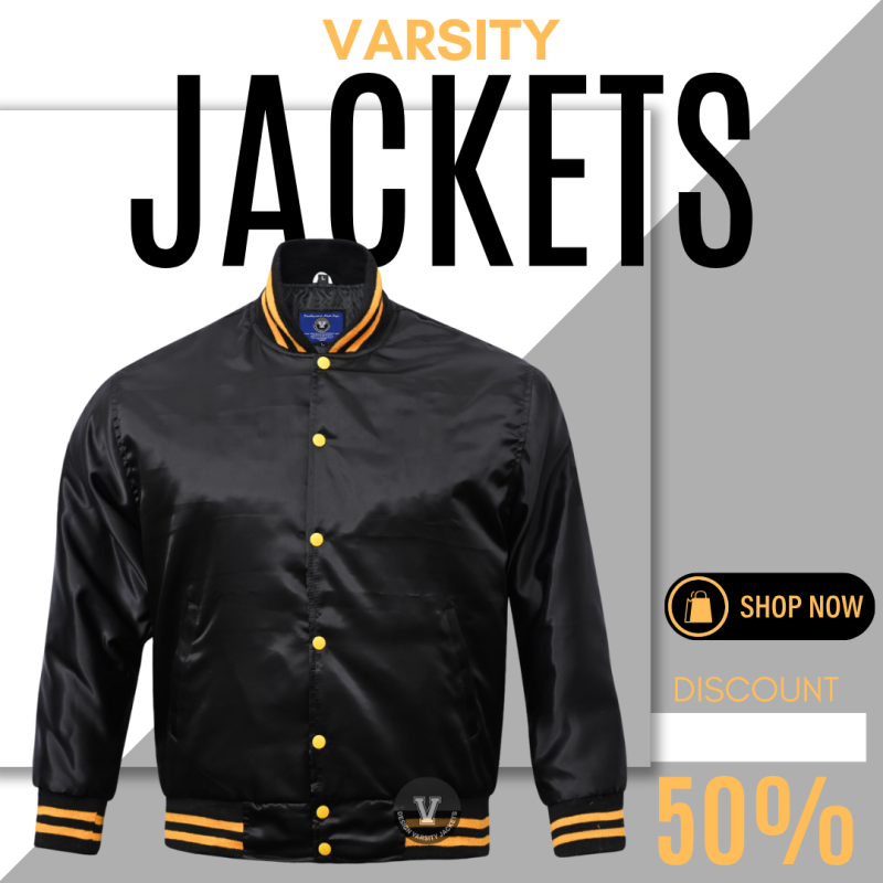 Design Satin Varsity Jackets black