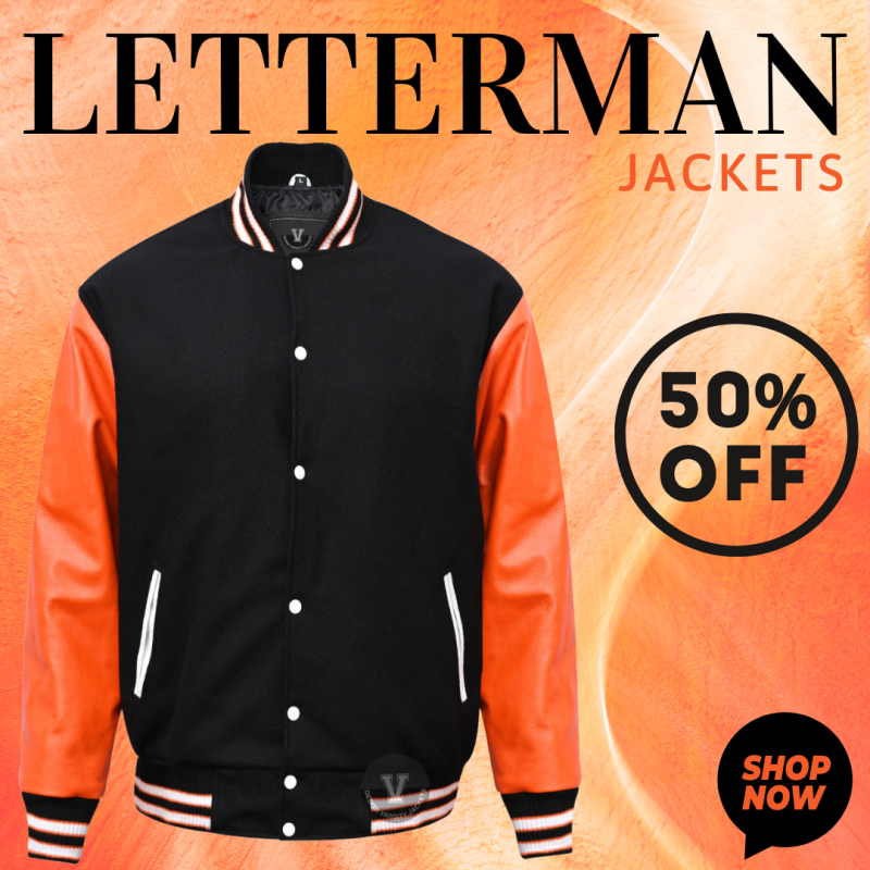 Letterman Jackets Black Orange